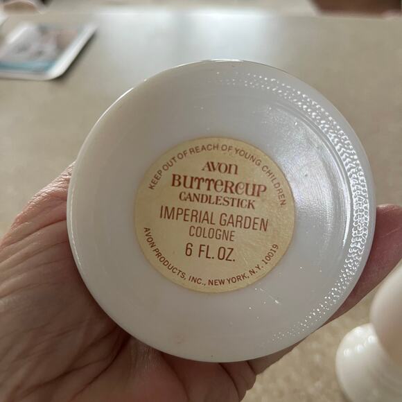 VTG Avon Buttercup Candlesticks with Sonnet & Imperial Garden Cologne Set of 2 - Picture 7 of 8